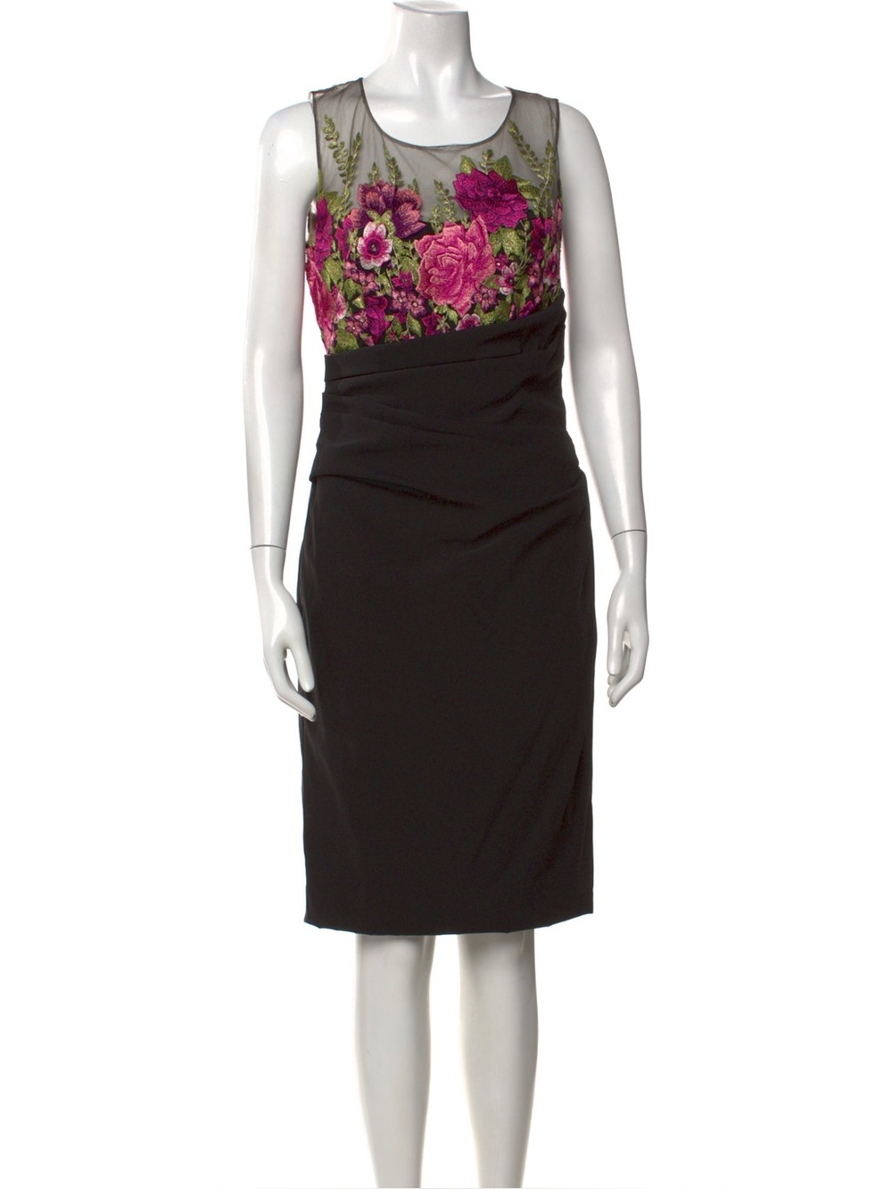 Marchesa Notte Floral Embroidered Illusion Bodice Dress 💗💗
